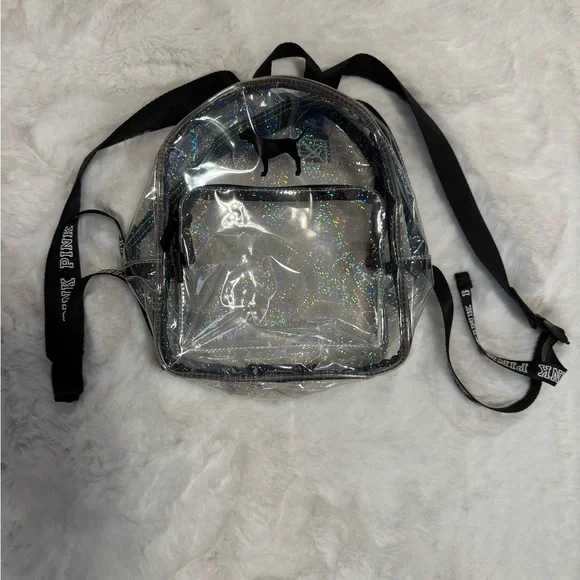 Victoria’s Secret Pink Clear See Threw Holographic Sparkle Mini Backpack PINK Victoria main image 3